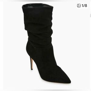 SCHUTZ Ashlee Black Suede Heeled Midcalf Boots 7.5